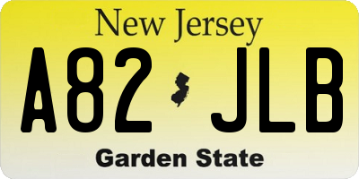NJ license plate A82JLB