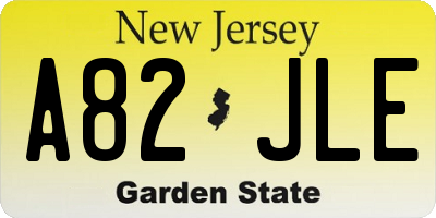 NJ license plate A82JLE