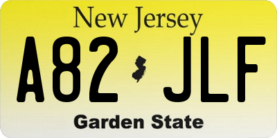 NJ license plate A82JLF