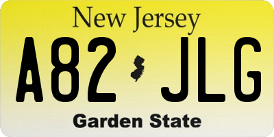 NJ license plate A82JLG