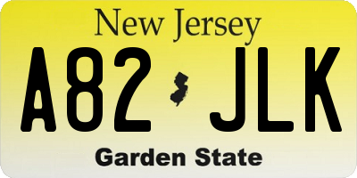NJ license plate A82JLK