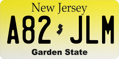 NJ license plate A82JLM
