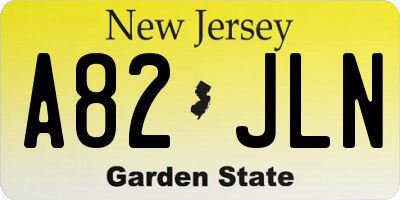 NJ license plate A82JLN