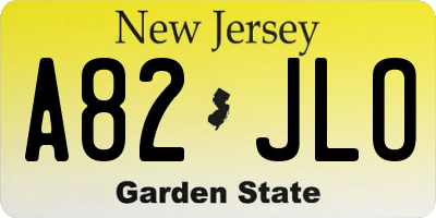 NJ license plate A82JLO