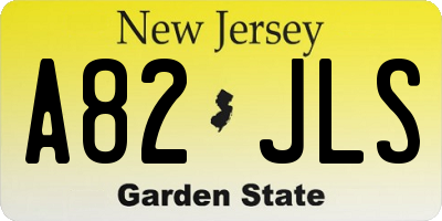 NJ license plate A82JLS