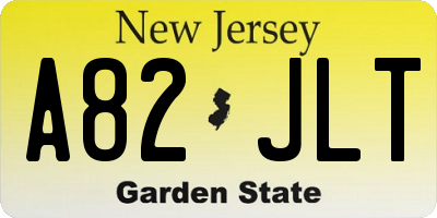 NJ license plate A82JLT