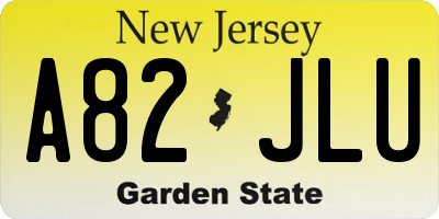 NJ license plate A82JLU