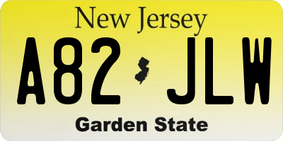 NJ license plate A82JLW