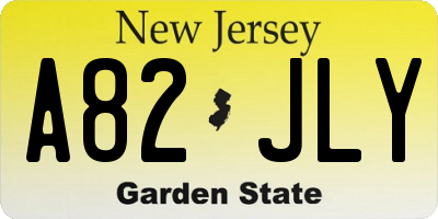 NJ license plate A82JLY