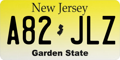 NJ license plate A82JLZ