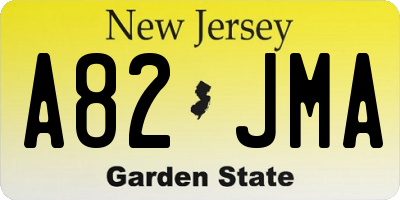 NJ license plate A82JMA