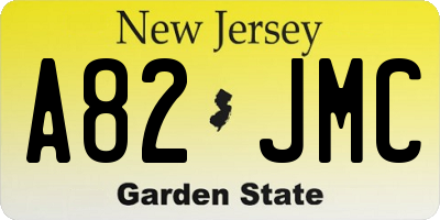 NJ license plate A82JMC
