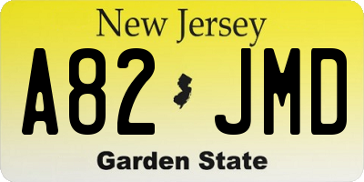 NJ license plate A82JMD
