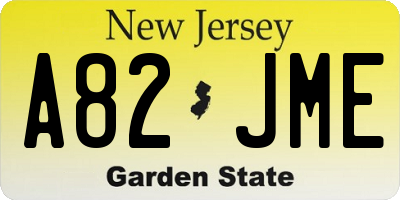 NJ license plate A82JME
