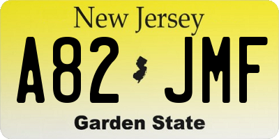 NJ license plate A82JMF