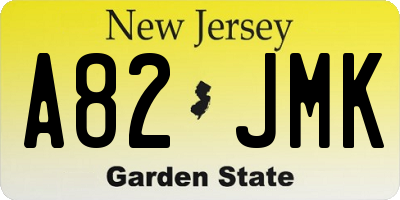 NJ license plate A82JMK