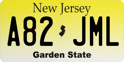 NJ license plate A82JML