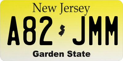 NJ license plate A82JMM