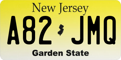 NJ license plate A82JMQ