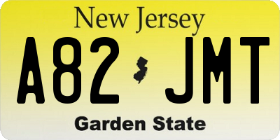 NJ license plate A82JMT