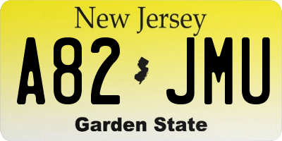 NJ license plate A82JMU