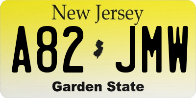 NJ license plate A82JMW