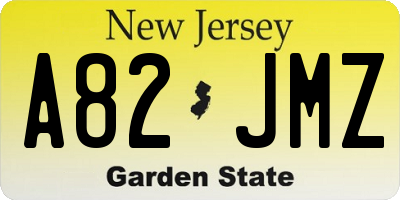 NJ license plate A82JMZ