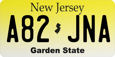 NJ license plate A82JNA
