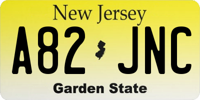 NJ license plate A82JNC