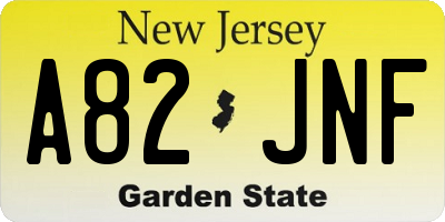 NJ license plate A82JNF