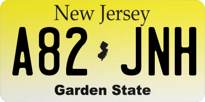 NJ license plate A82JNH
