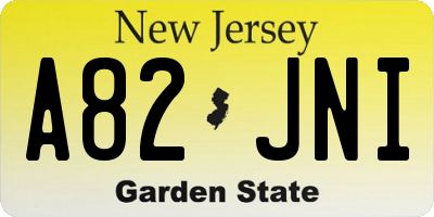 NJ license plate A82JNI