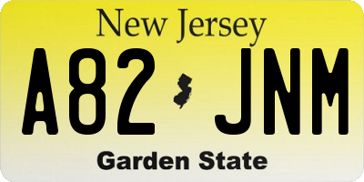 NJ license plate A82JNM