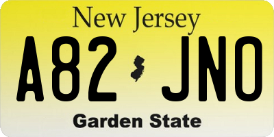 NJ license plate A82JNO