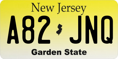 NJ license plate A82JNQ