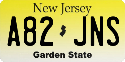 NJ license plate A82JNS