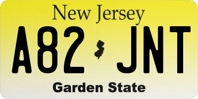 NJ license plate A82JNT