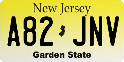 NJ license plate A82JNV