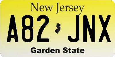 NJ license plate A82JNX