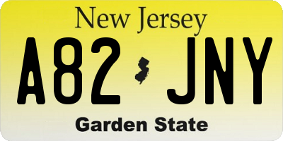 NJ license plate A82JNY