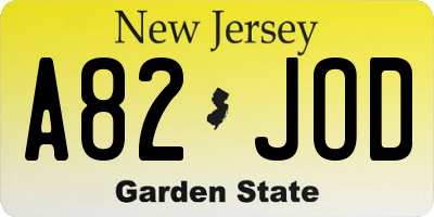 NJ license plate A82JOD