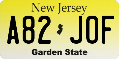 NJ license plate A82JOF