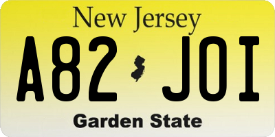 NJ license plate A82JOI