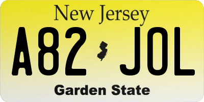 NJ license plate A82JOL