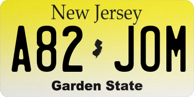 NJ license plate A82JOM