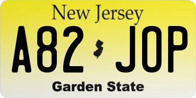 NJ license plate A82JOP