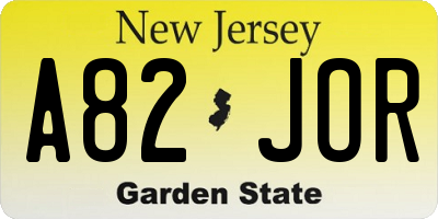 NJ license plate A82JOR