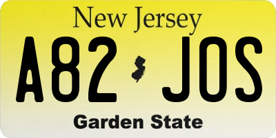 NJ license plate A82JOS