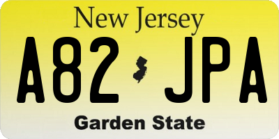 NJ license plate A82JPA