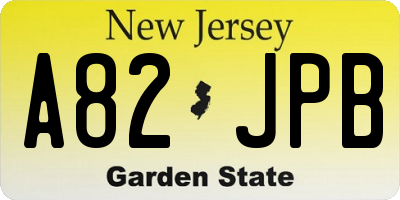 NJ license plate A82JPB